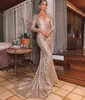 Plus Size Royal Blue paljetter Mermaid Prom Dresses Elegant långa ärmar Kvällsklänningar 2022 Långa ärmar Kvinnor Formell klänning36177961884138