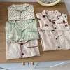Summer Kids Pajamas Korean Cotton Sleepwear for Boys and Girls Cute Print Short Sleeve Children 2Pcs Sets 211023
