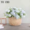 Gifts for women YO CHO Bloom Artificial Fake Peonies Silk Flowers Bouquet Backdrop for Wedding Home Decoration Blue Faux Flowers 7 Heads Peony