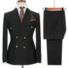 Herenpakken Blazers 2021 Tailored Made Black Wedding Tuxedos Mens Double Breasted Groom Beste Man Formele Zakelijke Blazer 2 stuks (jas + broek)