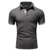 T-shirts van heren 2022 Merk Zomer T-shirt Revers Casual Short-Mouwen Stiksels voor Mannelijke Solid Color Pullover T-shirt