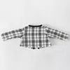 Ensembles de vêtements Designer Marque Filles Barboteuse Avec Manteau Bébé Fille Vêtements Ensemble Plaid Enfants Tenues Infant Outfit