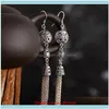 Hie Jewelryreal 925 Sterling Sier Classic National Style With Retro Tassel And Hollow Pattern Earrings Fine Charm Jewelry For Women Hoop & D