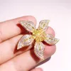 Broches, broches de luxe jaune cristal fleur broches pour femmes élégant Zircon broche bijoux de mariage Vintage Corsage écharpe Broche broche