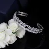 Angelcz Multicouche Ouvert Manchette Bracelet Design De Luxe Aaa Cubique Zircone Mode Rose Or Couleur Baguette Bracelet pour Femmes Ab076 Q0717
