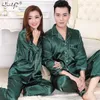 Nouveau couple vêtements de nuit pyjama en satin de soie ensemble long et court pyjama boutonné costume pijama femmes hommes loungewear plus taille pyjama ensemble x0526