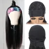 26inch Headband Wig Straight Peruvian Human Hair Pre-Attached Scarf Machine Made Synthetic Wigs For Black Women