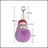 Kluczowe pierścienie Biżuteria Kreatywny Boże Narodzenie Futro Ball Keychains Skóra Santa Claus Pluszowa Torba Wisiorek Keychain Kobiety Prezent Cute Thinket Fashion Drop