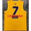 Tutti i ricami 2 stili 7 # MARRONE 2021 stagione maglia da basket gialla all star Personalizza la maglia da donna da uomo per giovani Aggiungi qualsiasi nome numerico Gilet XS-5XL 6XL