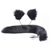 NXY Sex Anal toys Toy Cute Soft Cat Ears Headbands 40cm Fox Tail Bow Metal Butt Plug Erotic Cosplay Accessories 1202