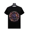 Herren-T-Shirts 2022 Neue Herren-Kurzarm-T-Shirts Hot Rhinestone Large Cotton Elastic Loose Fashion Luxuriöses Freizeit-T-Shirt Herrenbekleidung Schwarz Weiß S-5XL