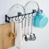Kitchen Storage & Organization 1Pcs Multifunctional Wall-Mounted Rack Shelf Free Punch Hanging Aluminum Rod Removable Hook