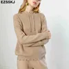 2 peças definir mulheres camisola com capuz tracksuit camisola de gordura + cenoura corrida jogging pulôver camisola conjunto chique de malha outwear 211116