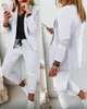 Calças de duas peças femininas 2021 Outono Casual Impressão de Manta De Manga Longa Blazer Casaco De Cordão Conjunto de Peças Suits Mulheres Elegantes Senhoras Tops