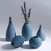 Vases Creative Blue Frosted Ceramic Flower Vase Home Decoration Pot Living Room Table Decorations NO.20