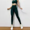 Athvotar 2 Stuk Set Vrouwen Stripe Naadloze Yoga Training Fitness Kleding Voor Crop Top Push Up Leggings Gym 210802