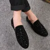 Schwarz Spikes Marke Herren Loafer Luxus Schuhe Denim Und Metall Pailletten Hohe Qualität Casual Männer Schuhe Mode Party Wohnungen 220221