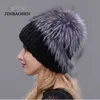 Russische modieuze minkbont hoed vrouw winter warm gebreide natuurlijke en waterboor ski hoed 211228