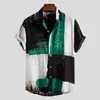 Varmt linne Kortärmad tröja Män Sommar Blommor Lös Baggy Casual Hawaiian Holiday Beach Shirt Tee Toppar Knappar Blus