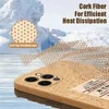 Custodia di dissipazione del calore del grano di legno di sughero di lusso per iPhone 13 12 Mini 11 Pro XS Max X XR 7 8 Plus SE 2020 Cover in silicone antiurto H1120