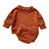 Neutral Baby Autumn Waffle Outfit Set Baby Girl Boys Sweater Bloomers Toddler Newborn Top Shorts 2pc Spring Winter Home Baby Set G1023