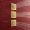 Torneiras de chuveiro de ouro escovado Acessórios de banheiro 4 polegadas Instalação na parede Chuveiro lateral