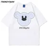 Мужской творческий медведь голова футболка с коротким рукавом TEE хип-хоп негабаритный хлопок повседневная Harajuku Streetwear Top Tshirts мужская одежда 210601