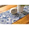 Classique imprimé bleu et blanc porcelaine sans fin coton et lin chemin de table restaurant maison table décoration tissu 8014ZQ Y200421