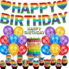 3D Fidget Push Pops Poppet Bubble Speelgoed Print Papier Vlag Streng 12 inch Ballonnen Grote Verjaardag Cake Kaart 44 Stks Set Kids Kind Happy Birthday Party Ornaments G90QB7X
