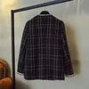 Zawfl Designer di lusso Brand Brand Blends Cappotto per le donne Fashion Black Vintage Collo V-scollo a V plaid a vita larga Tweed S-XXL 211223