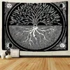 Черно-белое дерево гобелен индийская мандала колдовство Hippie гобелен бохо декор макраме настенные гобелен 210609