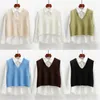 Frauenwesten 2022 Herbst Pullover Weste Frauen Koreanische Elegante Student V-Ausschnitt Pullover Lose Lässige Strickoberteile Oberbekleidung Mode PZ3654 Stra