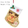 Bling Christmas Stockings Christmas Ornament Santa Snowman Figurine Sequin Small Gift Bag Knife Fork Cover Set For Home Party Dinner GGE1784