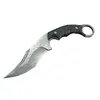 Karambit Claw 나이프 440C 58HRC 스틸 블레이드 야외 캠핑 하이킹 가죽 칼집 H5457와 고정 블레이드 나이프