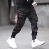 Черный хип-хоп грузовые брюки мужские уличные одежды мода хлопчатобумажные спортивные штаны случайные брюки гарем хараджуку одежда 210715