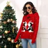 Kvinnors tröja jul söt liten pingvin mönster tröja fransad boll furry tröja höst vinter mode stickade pullovers y1110