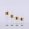 1 2 3 5ml mini-clara Glass Glass Bottle Recarregável Container Vazio Eye Dropper-frasco para perfume cosmético Garrafas de óleo essencial SN3211