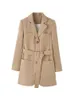 Wełniany Blazer Dla Kobiet Koreański Styl Office Lady Moda Casual Khaki Opaste Zagęszczona Kurtka Kurtowa Kobieta 210608