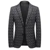 Vår Höst Man Blazer Lyx Enkelknäppt Jacquard Casual Herrmode Slim Fit Party Man 4XL