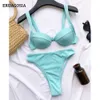 Sexy Push Up Bikinis Swimsuit Dla Kobiet Stroje Swimweear Undwire Top Brazylijski Biegini Bikini Zestaw Bawełniania Kostium Kąpielowy Beachwear 210722