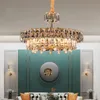 Modern LED Crystal Chandelier Lighting Living Room Luster Round Rectangle Golden Indoor Lighting