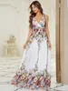 EVER-PRETTY Double V Neck Ruched Wide Waistband Prom Dress SHE