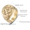 حلقات الكتلة خاتم الرجال ماسوني الذهب الذهب كبير واسعة الرجل لرجل الفولاذ المقاوم للصدأ الذهب الإكسسوارات الكبرياء الصخور المجوهرات