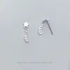 Strahlender Zirkon Unregelmäßiger geometrischer baumelnder Ohrring für Frauen 925 Sterling Silber Einfacher Stern-Tropfen-Edelschmuck 210707