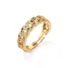 Luxe band ringen goud bling punk zirkoon Cubaanse link ketting ring voor bruiloft vrouwen verstelbare maat