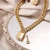 17KM Gothtic Gold Lock Chunky Chain Necklace For Women Men Big Chain Unlockable Lock Key Pendant Necklaces Exaggerated Jewelry G1206