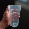 500ml 24ozの使い捨て可能なプラスチックカップ冷たい飲み物ジュースカップ厚さの透明な飲み物マグカップがゆるいDH200
