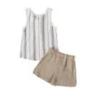 Ins crianças casuais conjuntos de roupas de verão crianças roupas de shorts outfits Europa estilo meninos stripe colete botão tops + calças curtas 2 pcs ternos s1315