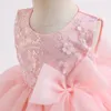 Girl039s Robes 2022 Summer Born Bow 1er anniversaire Robe pour bébé fille enfants vêtements fleur blanche princesse cérémonie de baptême Part5280411