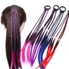 Nouvelles filles perruques colorées queue de cheval cheveux ornement bandeaux élastiques beauté bandes de cheveux chapeaux enfants cheveux accessoires tête